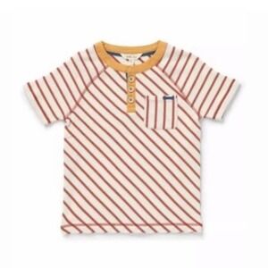 Matilda Jane Little Rascal Shirt Boys Size 12‎ Red Stripe Henley Pocket